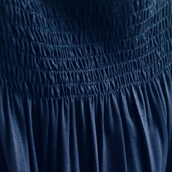 Azules Made in USA Smocked bodice soft Strapless Maxi Dress, 1X,2X,3X,Navy - Picture 3 of 4